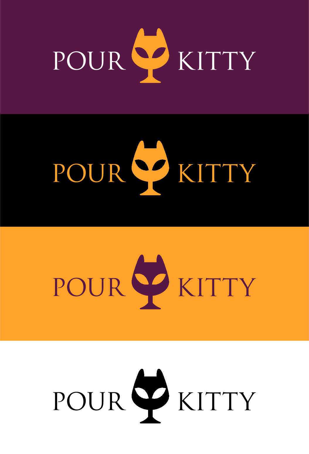 Pour Kitty logo color variations created by Sanczel Designs